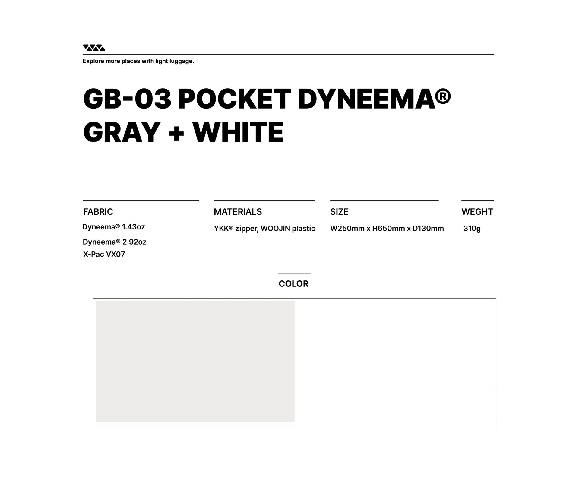 GB-03 (B type) DYNEEMA® ROLL-TOP / 25L(주문제작) / 다이니마 25L롤탑 배낭 B-타입
