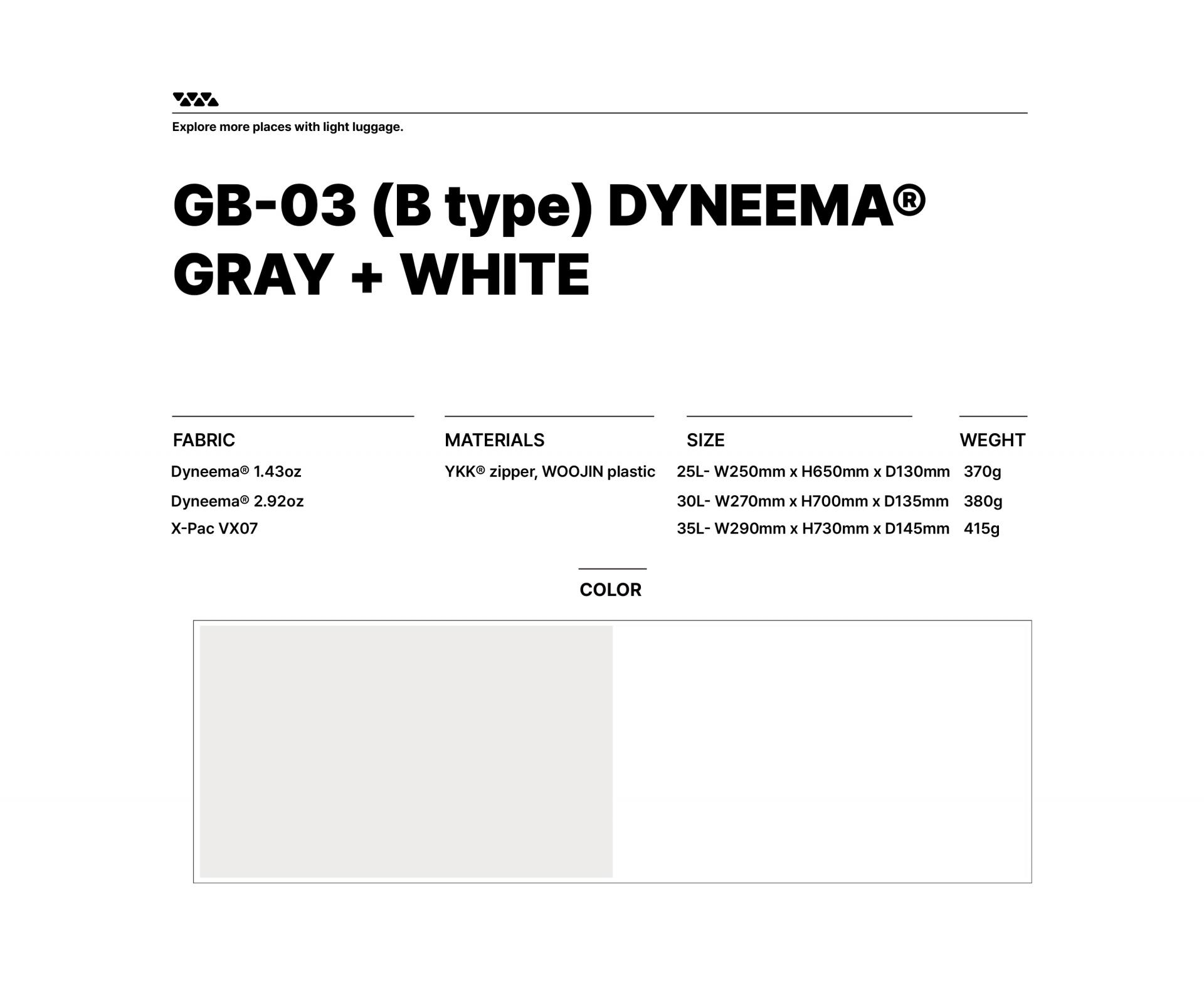 GB-03 (B type) DYNEEMA® ROLL-TOP / 25L(주문제작) / 다이니마 25L롤탑 배낭 B-타입