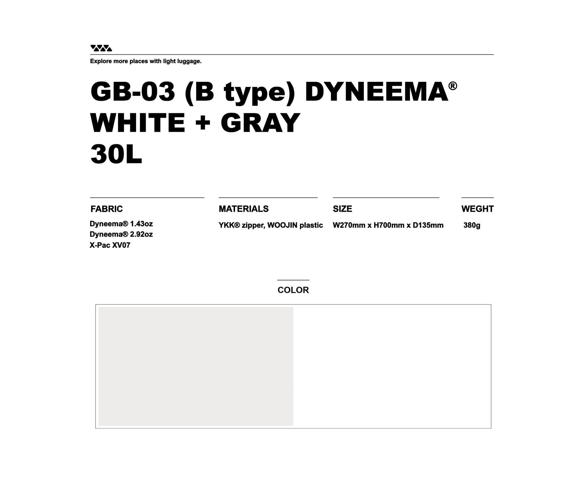 GB-03 (B type) DYNEEMA® ROLL-TOP / 30L(주문제작) / 다이니마 30L롤탑 배낭 B-타입 복제