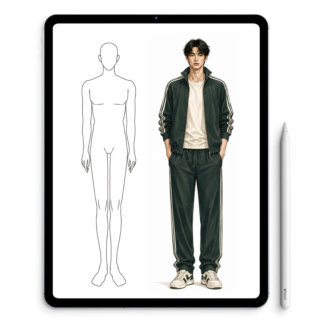 Men's Fashion Sketchbook with Male 9-Head Figure Template (PDF)