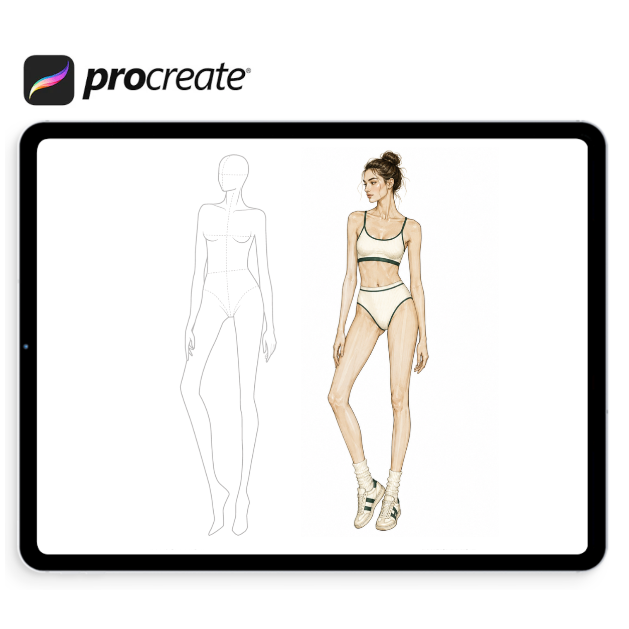 10-Head Body Pose Stamp Brushes for Fashion Design
