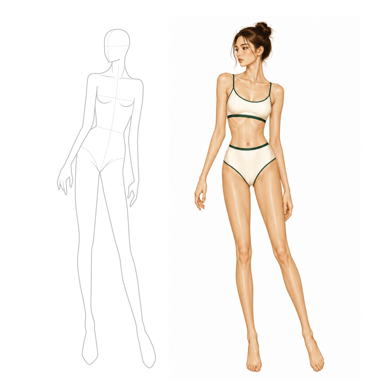 10-Head Body Pose Stamp Brushes for Fashion Design
