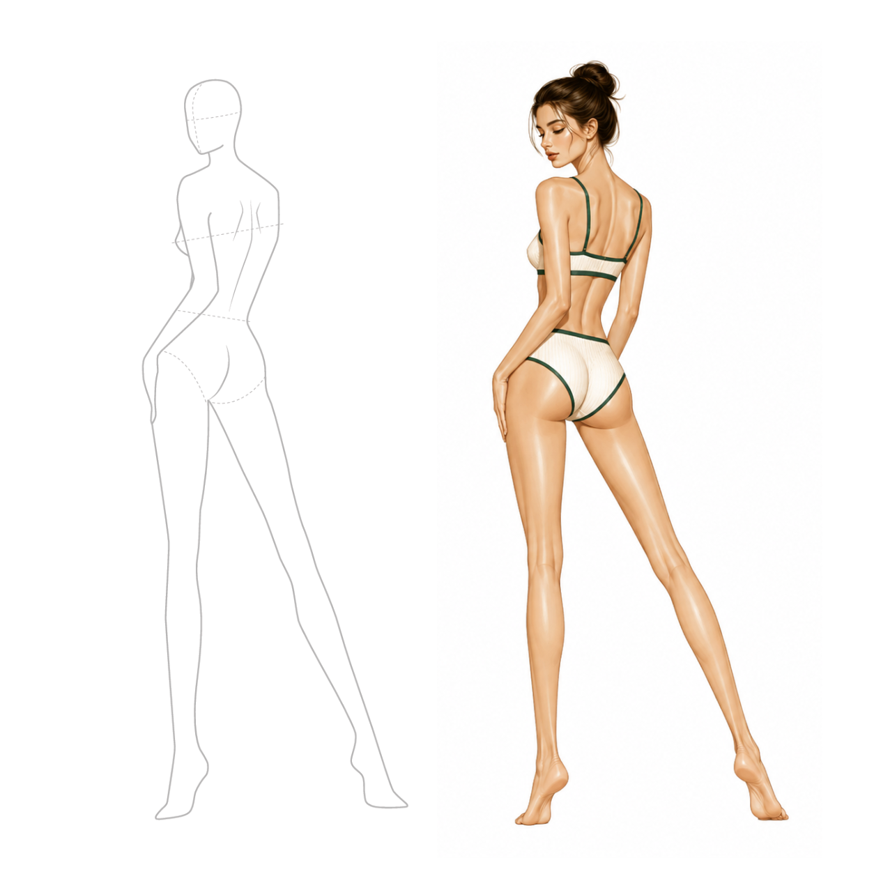 10-Head Body Pose Stamp Brushes for Fashion Design
