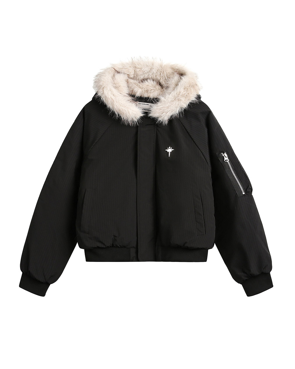 남자 크롭 후드 퍼 점퍼