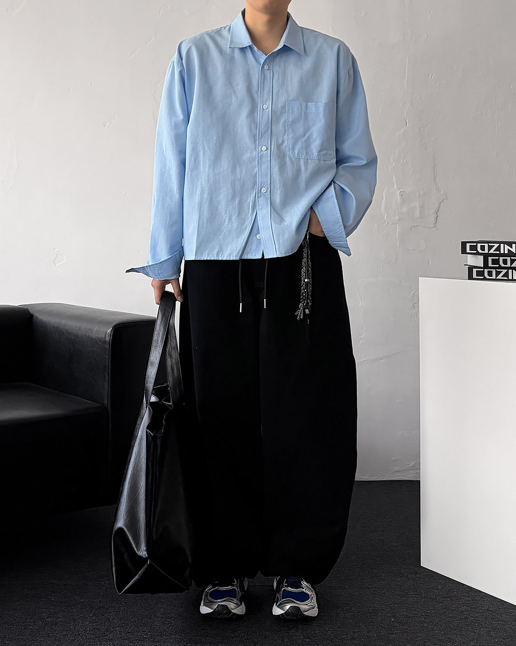 남자 미니멀 크롭 셔츠