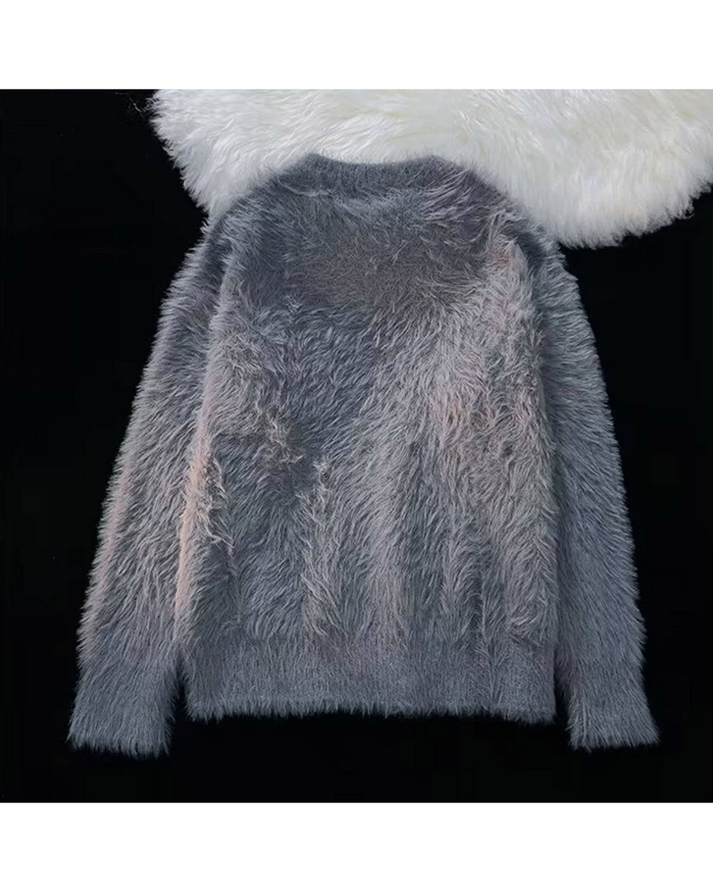 남자 그레이 앙고라 니트