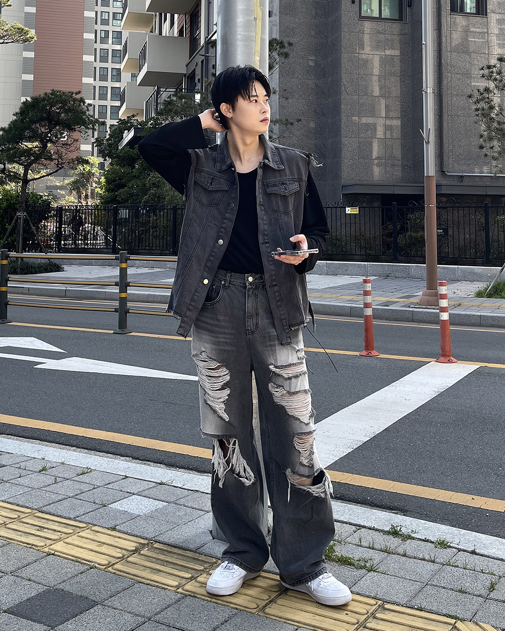 빈티지 흑청 베스트