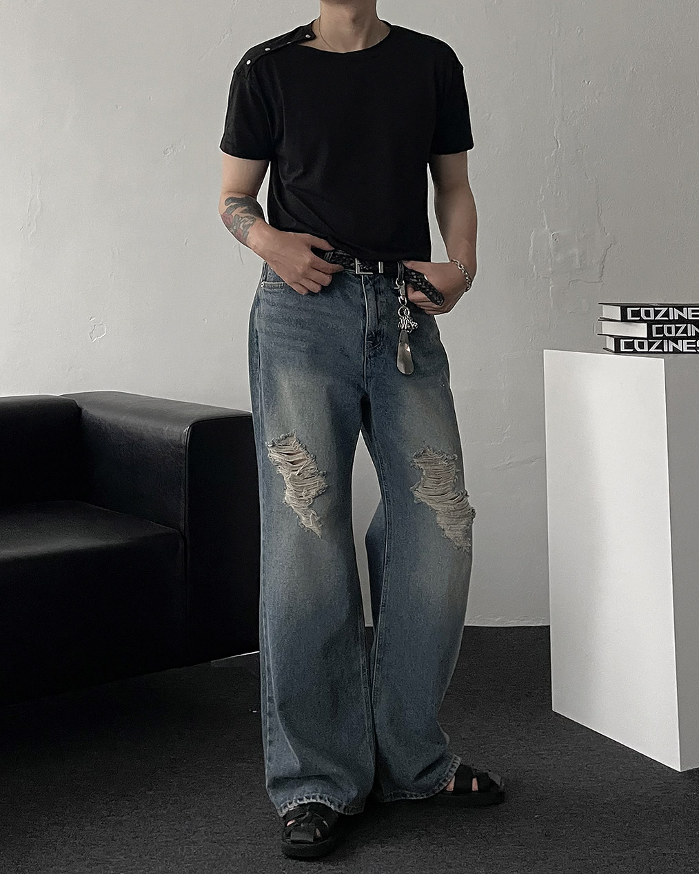 남자 머슬핏 반팔 코디