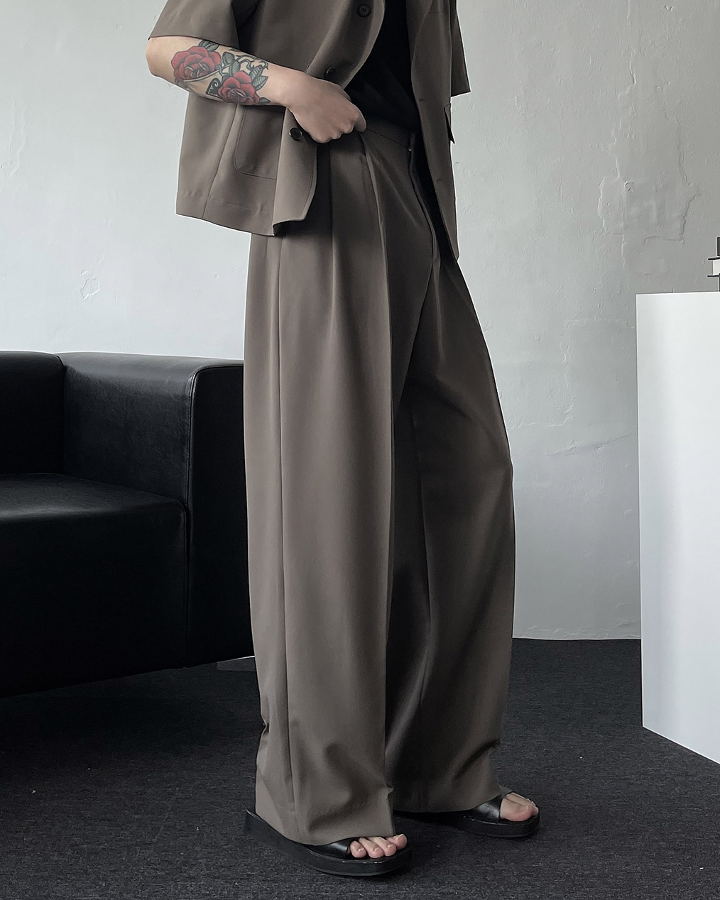 남자 여름 반 밴딩 슬랙스