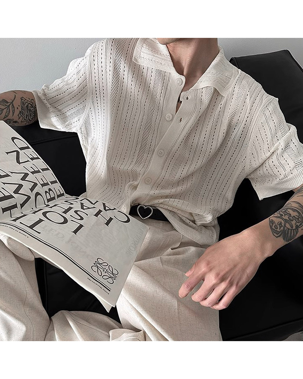 남자 반팔 니트 가디건