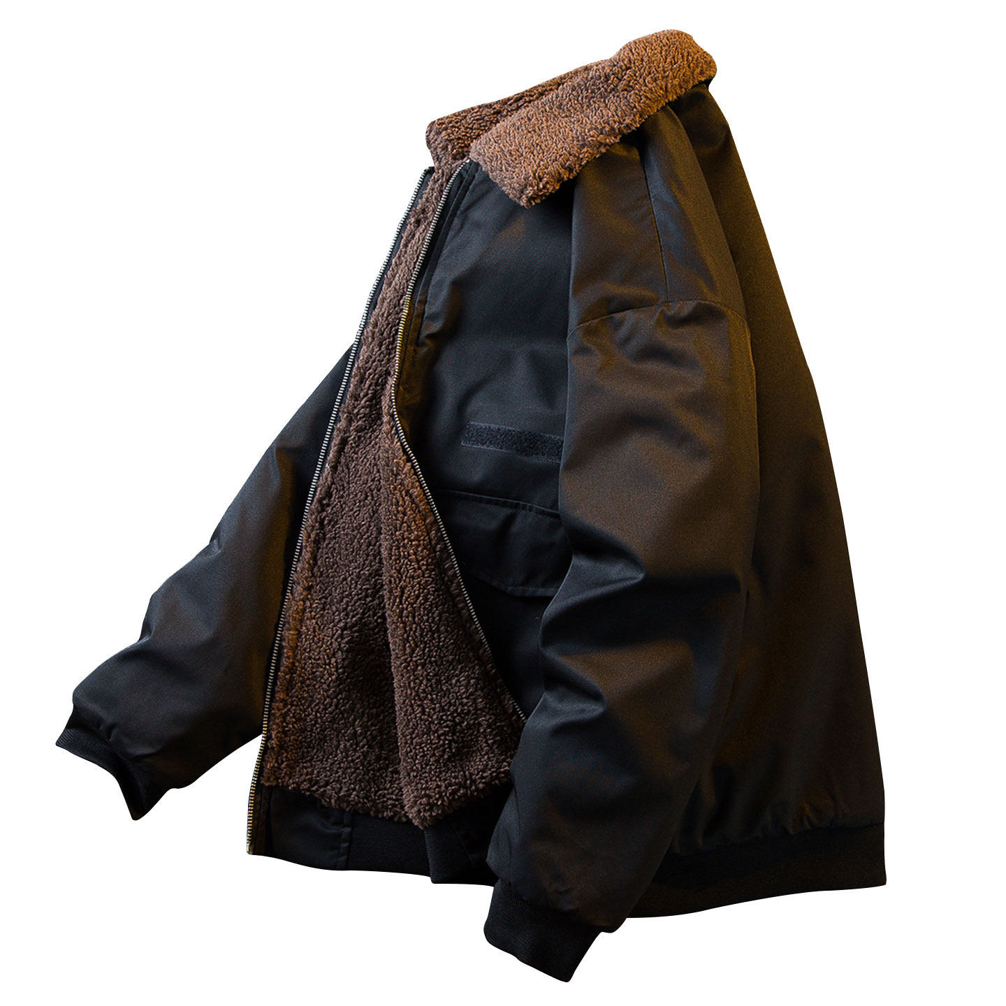 남자 양털 카라 무스탕