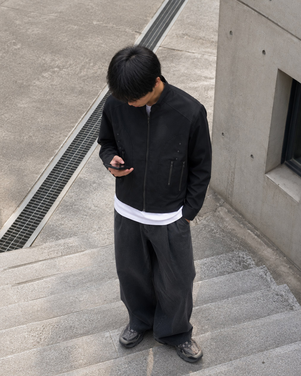 OV 테크 레이어드 크롭 자켓
