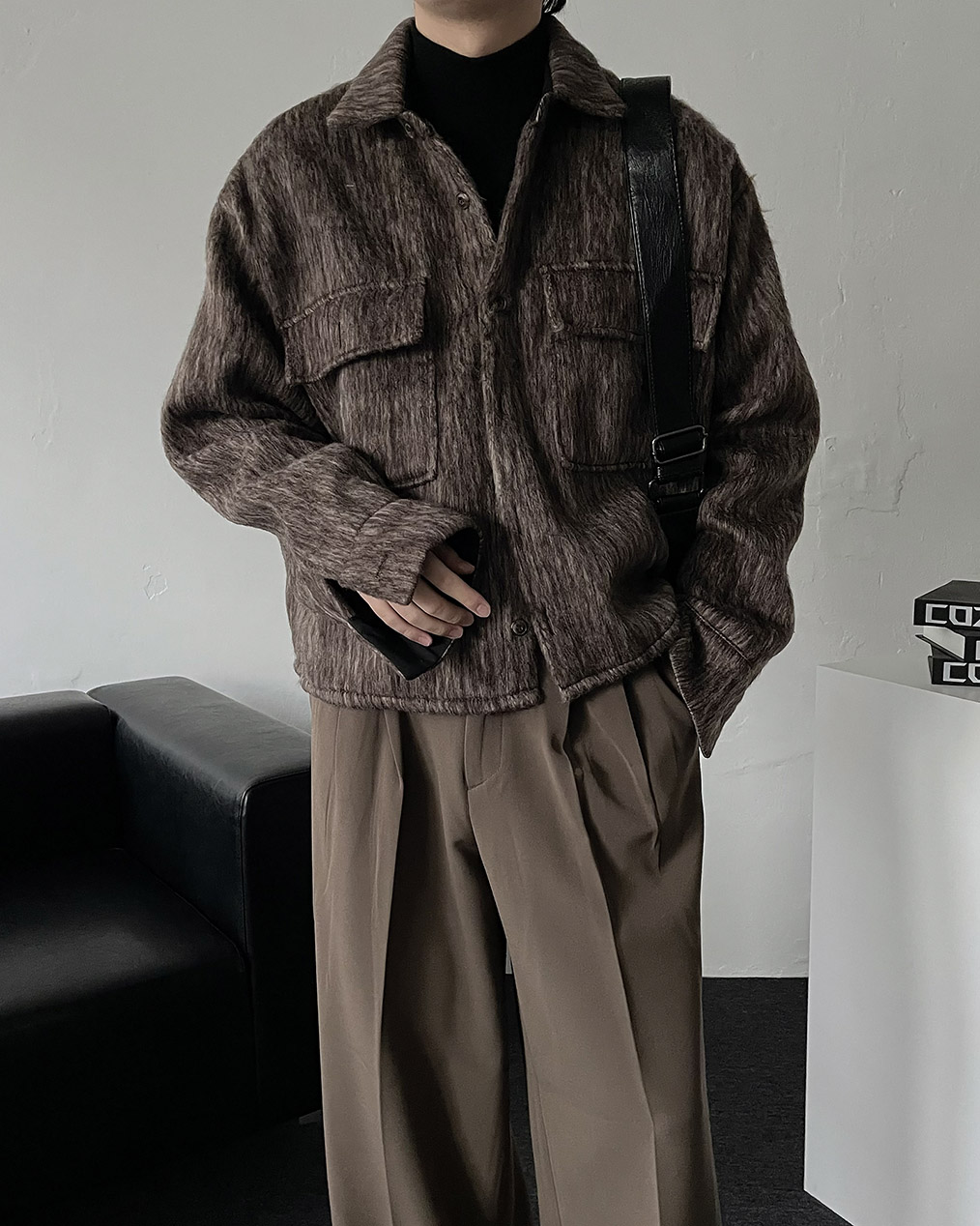 남자 모헤어 크롭 셔츠
