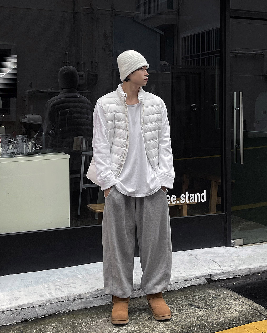 남자 경량 니트 패딩 조끼