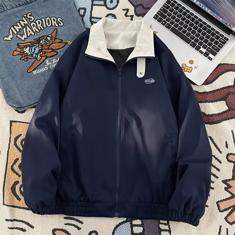 남자 오버핏 배색 바람막이