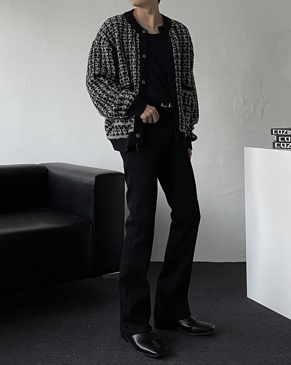 남자 오버핏 니트 가디건