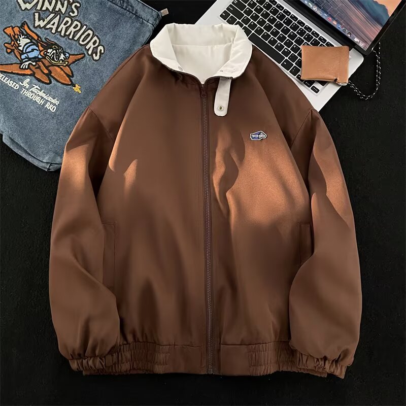 커플 패치 배색 바람막이