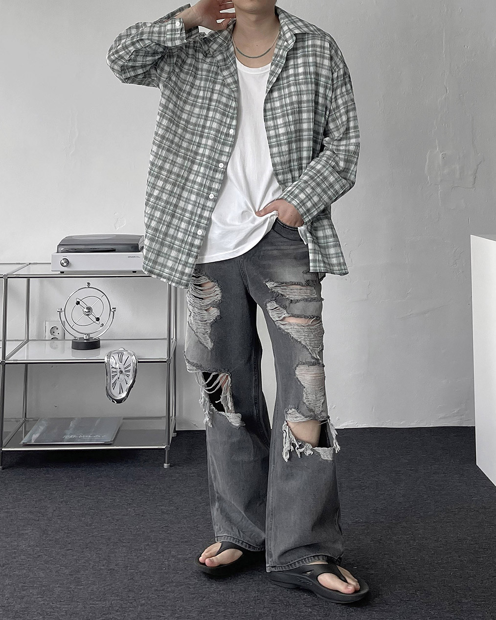 여름 체크 셔츠
