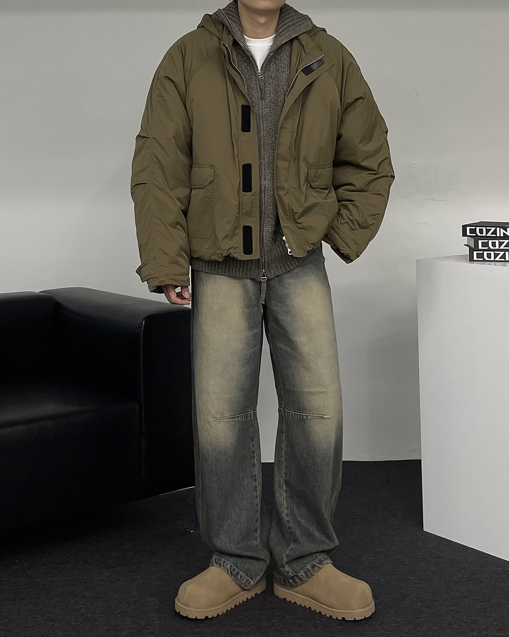 남자 후드 쉘파카