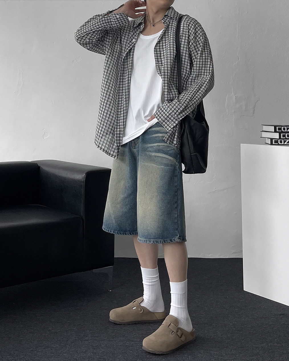 남자 링클 셔츠