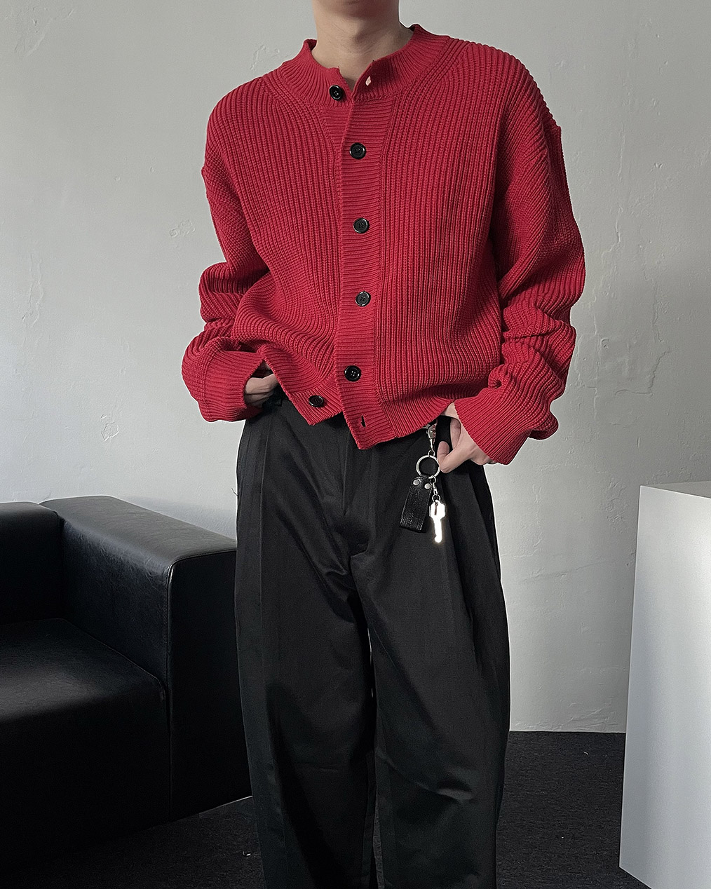 남자 하찌 니트 가디건