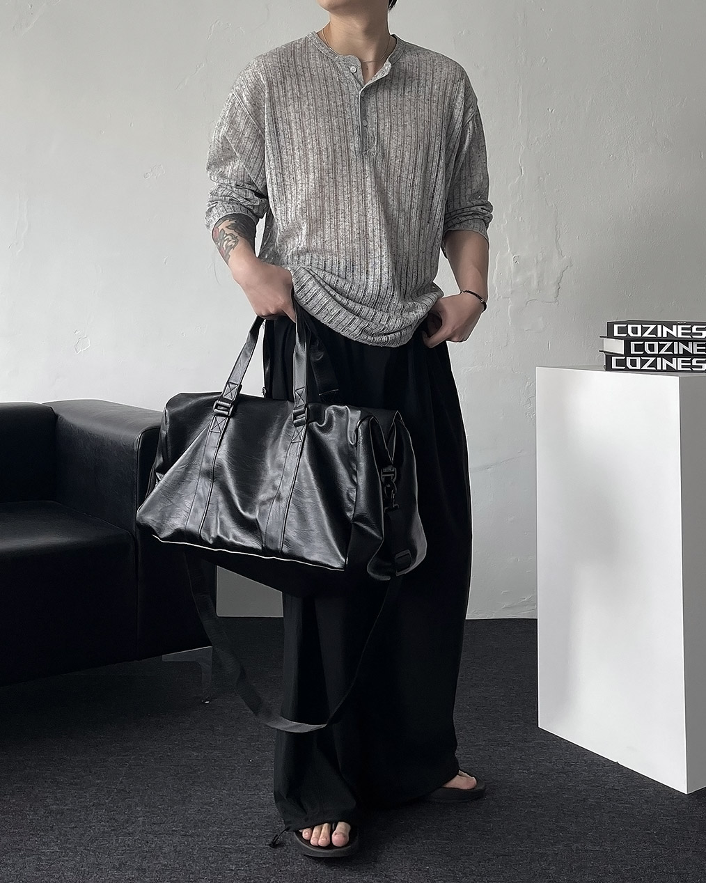 [Unisex] 빅사이즈 보스턴 레더 크로스백