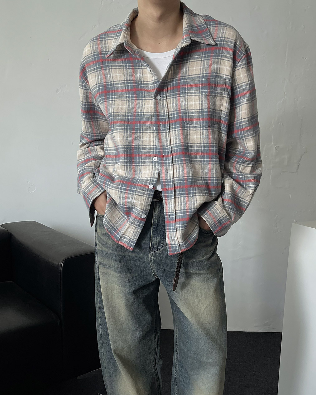 커플 타탄체크 셔츠 