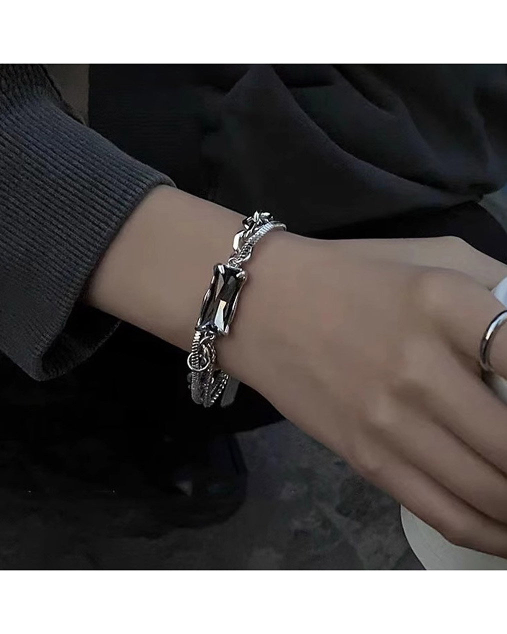 남자 체인 스네이크 스톤 팔찌