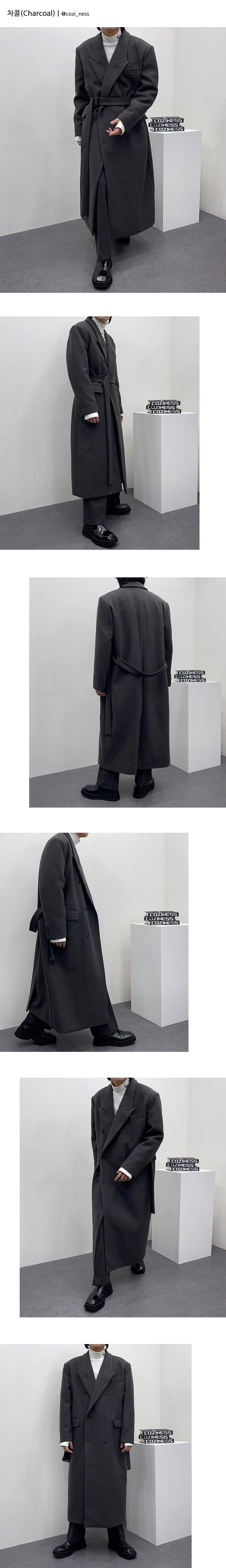 하울 더블 롱 코트 딥 카키 컬러 상세페이지