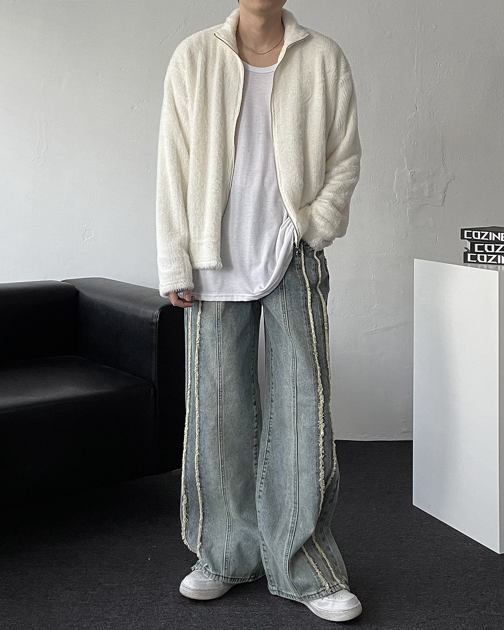 남자 니트 집업 코디