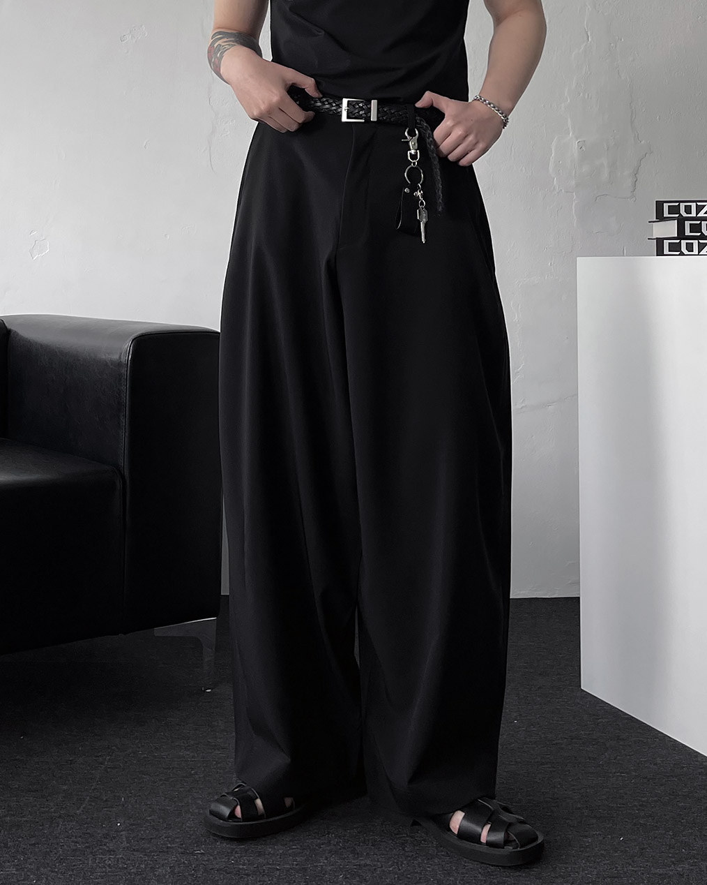 남자 여름 와이드 슬랙스