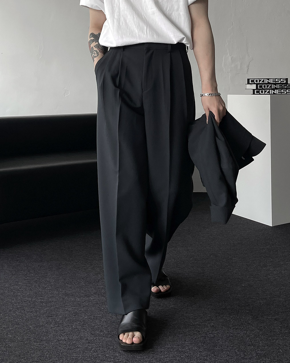 투턱 와이드 슬랙스