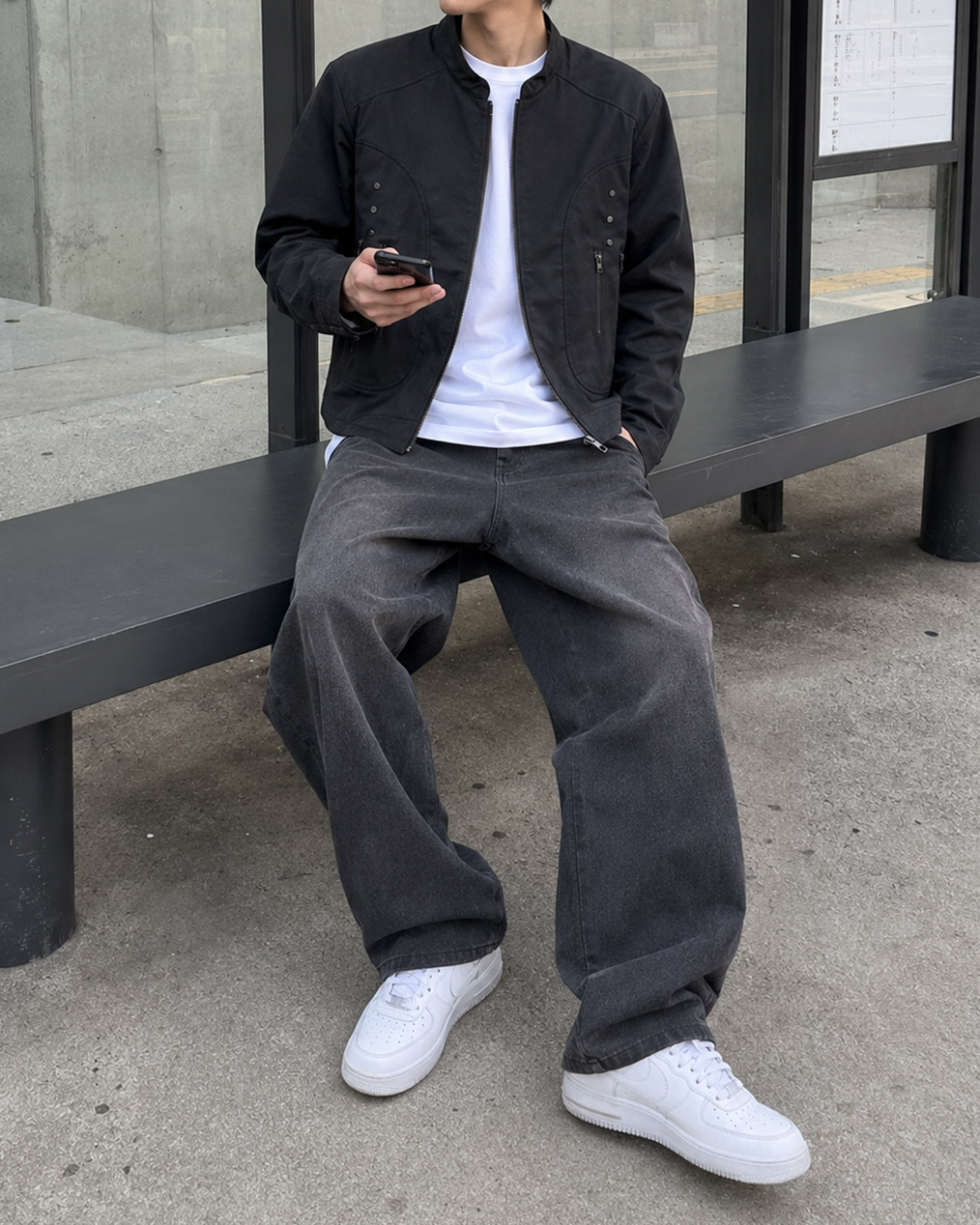 OV 테크 레이어드 크롭 자켓