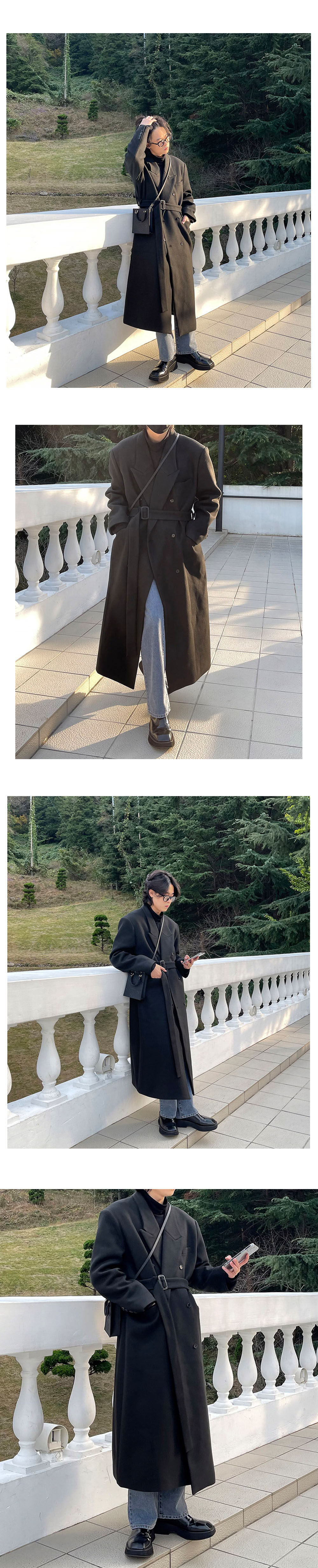 하울 더블 롱 코트 블랙컬러 상세페이지