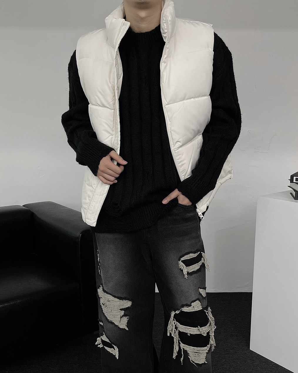 커플 웰론 패딩 조끼