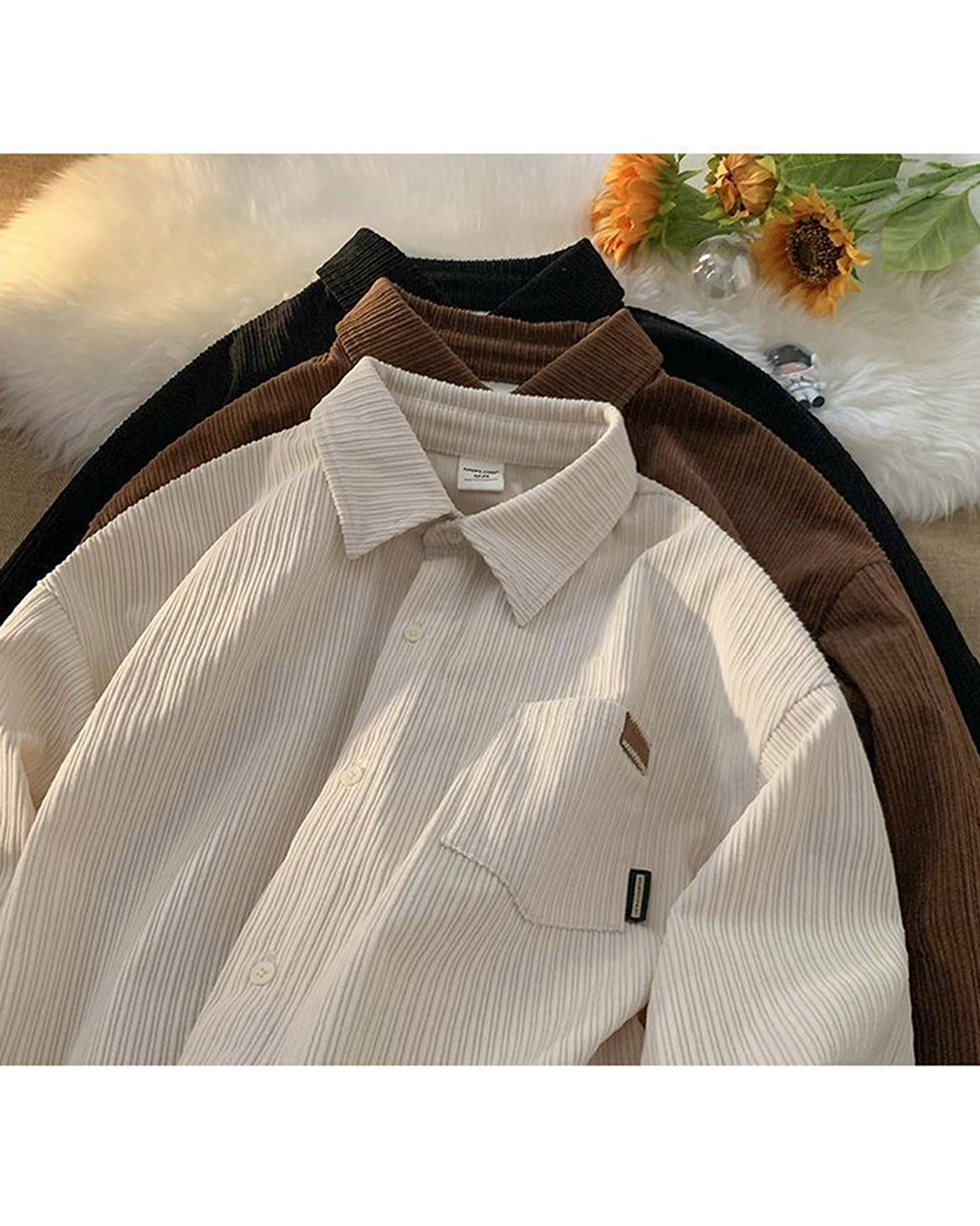 남자 레이어드 골덴 셔츠