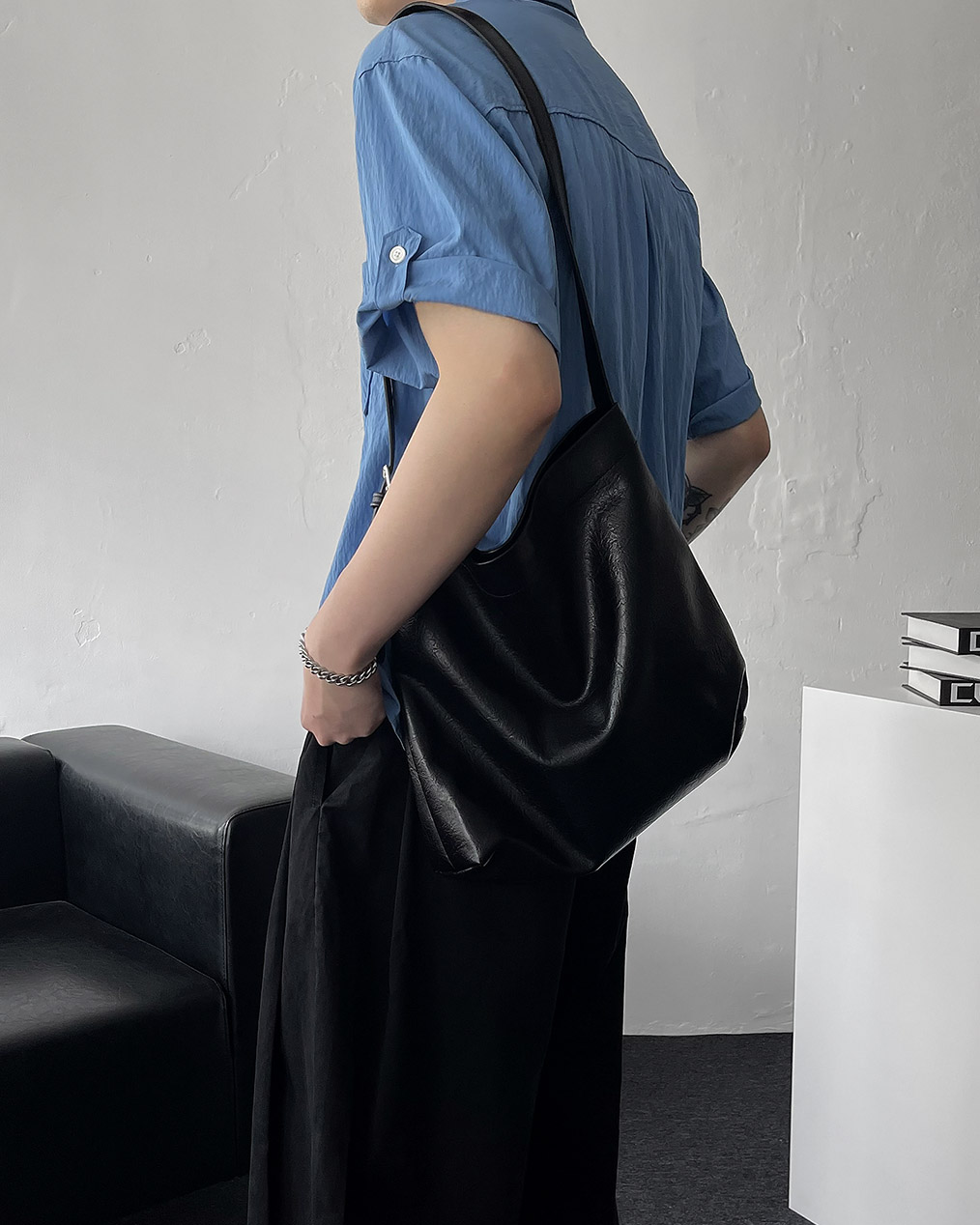 남자 레더 숄더백