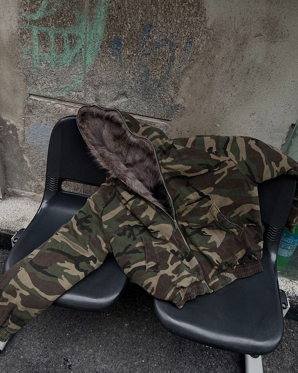 남자 밀리터리 퍼 후드 점퍼