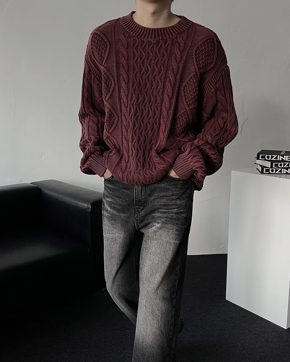 남자 빈티지 피그먼트 니트