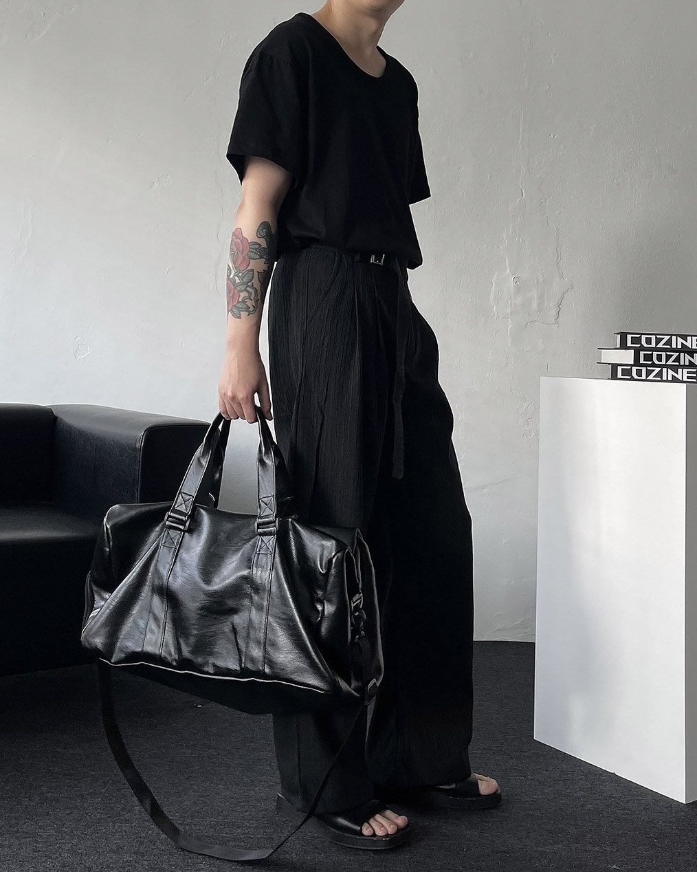 [Unisex] 빅사이즈 보스턴 레더 크로스백