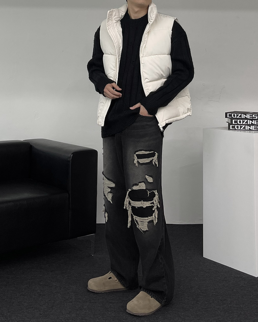 남자 경량 패딩 조끼