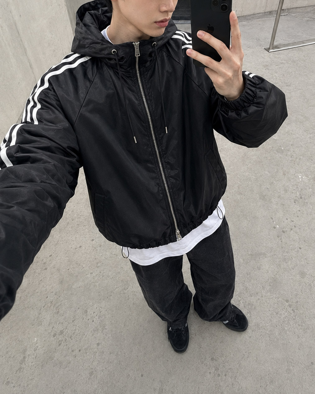 Unisex 투웨이 더블 라인 후드 바람막이 (2 colors)