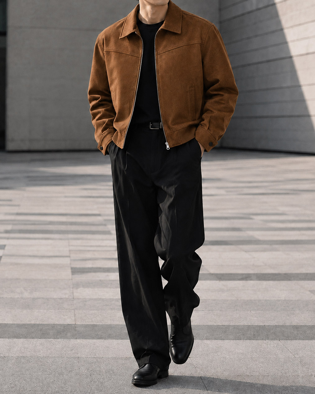 [당일출고] 미니멀 스웨이드 크롭 자켓 (2color)