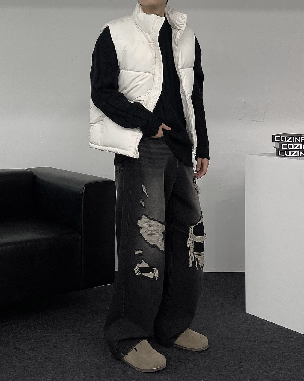 남자 웰론 패딩 조끼