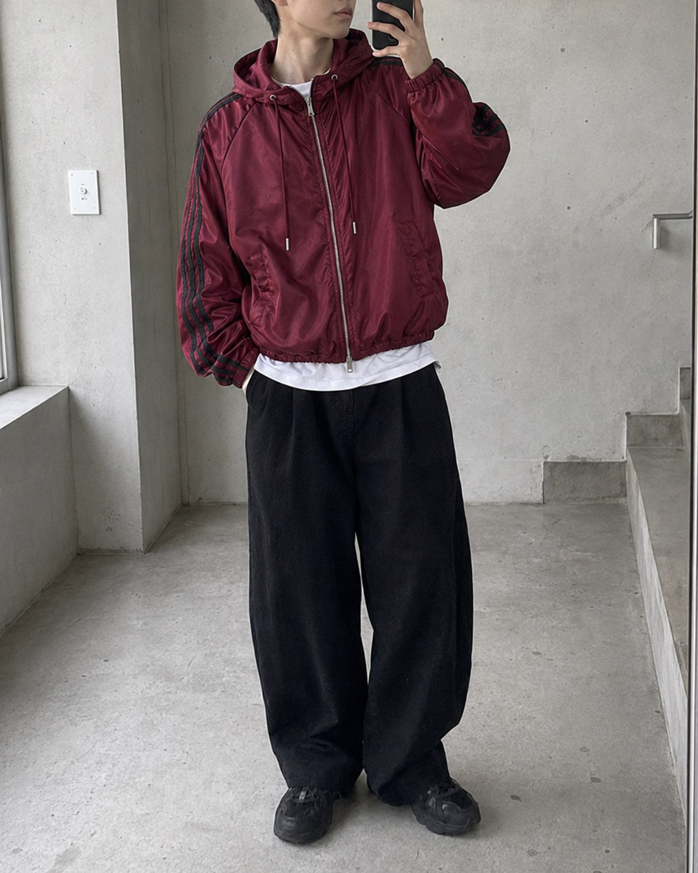 Unisex 투웨이 더블 라인 후드 바람막이 (2 colors)