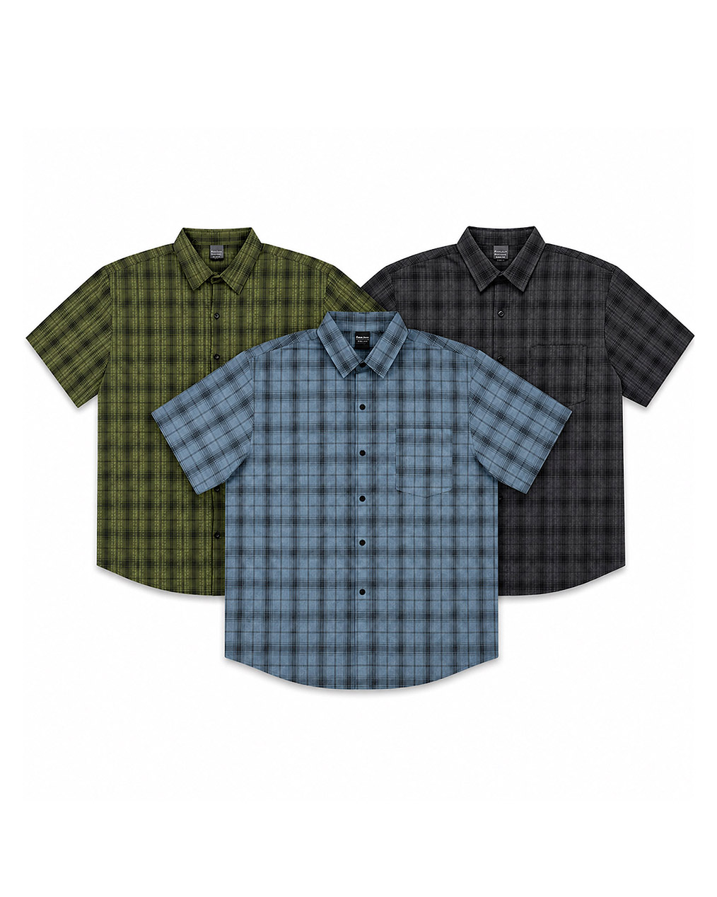 데이 아론 썸머 포켓 반팔 체크 셔츠 (3 colors)