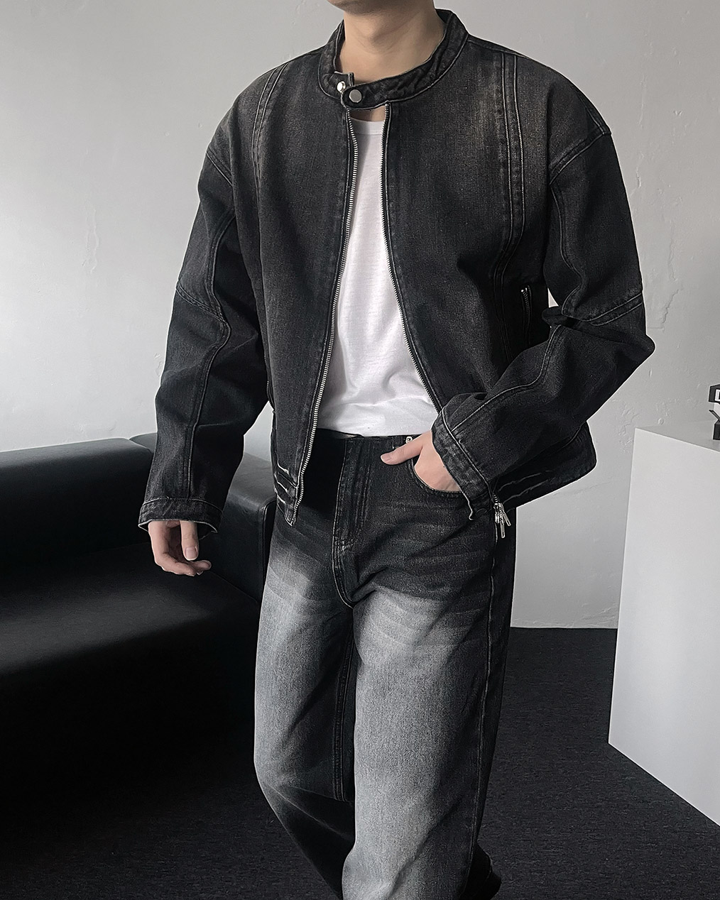 남자 바이커 청자켓