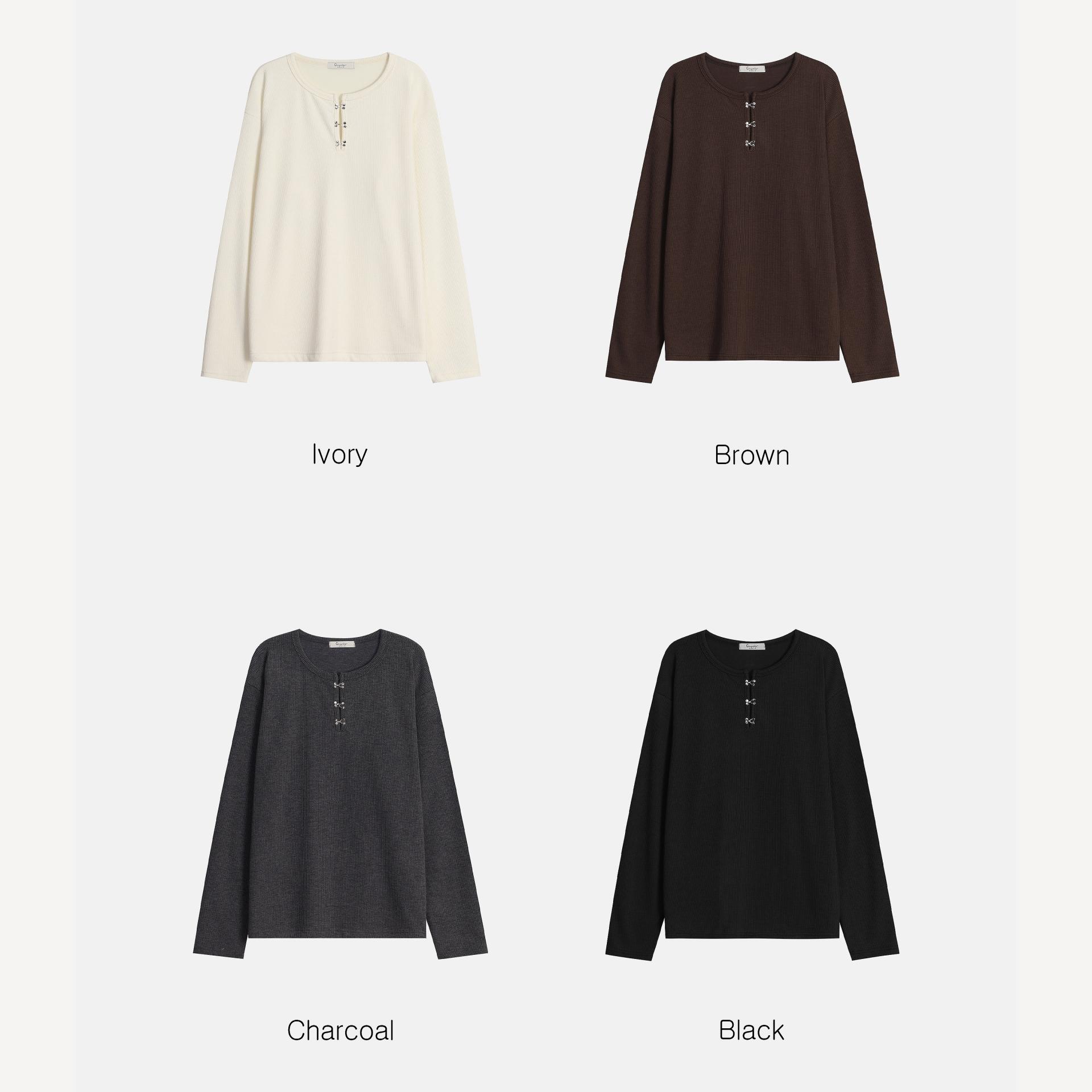 남자 후크 헨리넥 긴팔 티셔츠