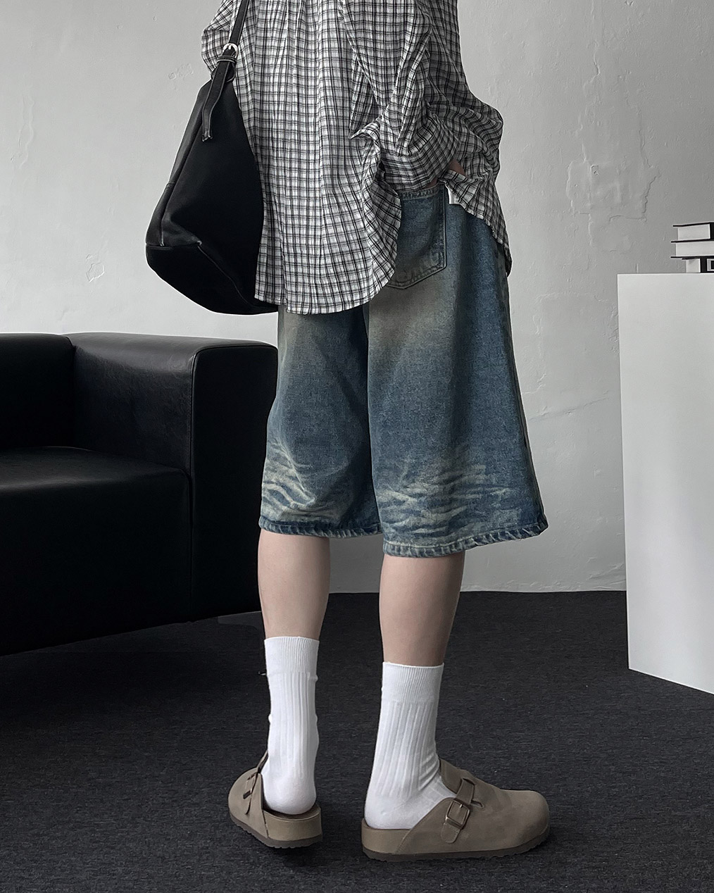 남자 데님 반바지