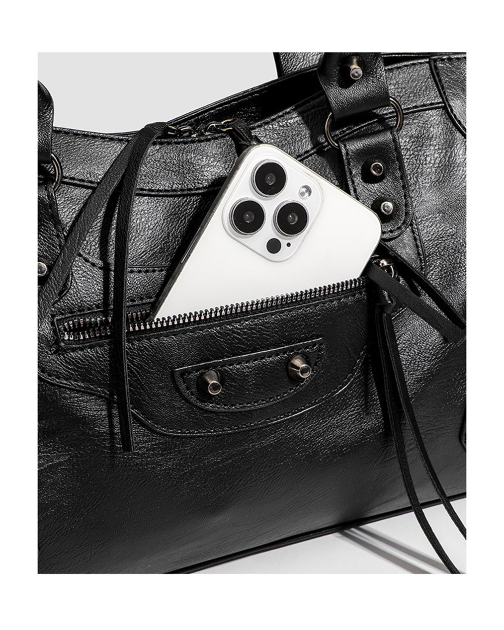 남자 여자 레더 스터드 모터백